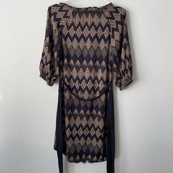 Anthropologie | Edme & Esyllte Navy Patterned Button Down Midi Dress Size 2 Larg - Picture 3 of 12
